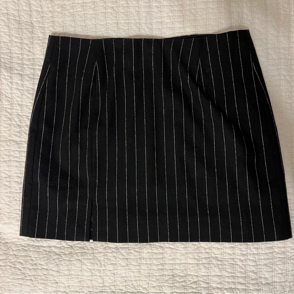 Madewell Black and White Pinstripe Mini Skirt